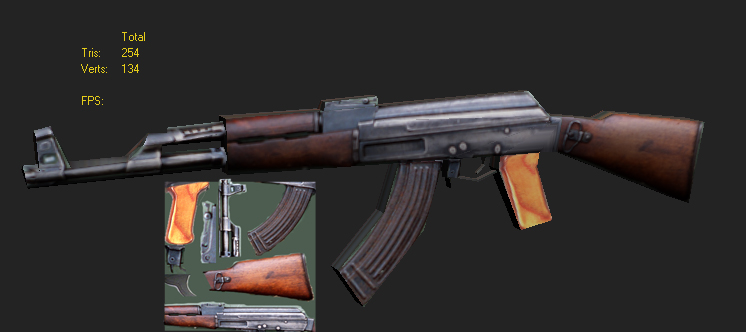 AK-47 low-poly ak - rifle Free low-poly 3D model_2