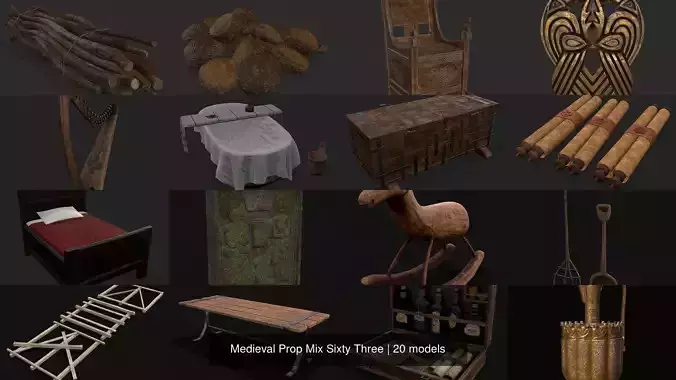 Medieval Prop Mix Sixty Three 3D Model Collection