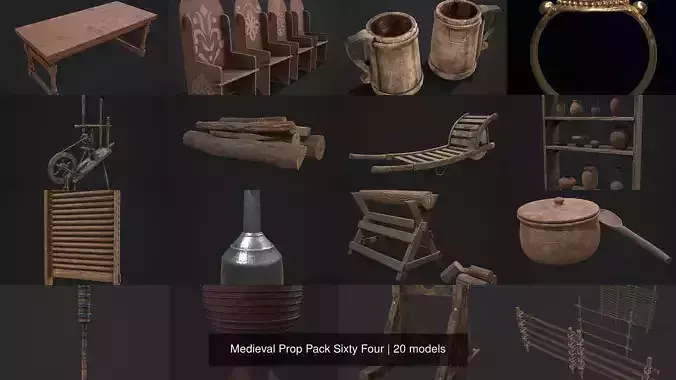 Medieval Prop Pack Sixty Four 3D Model Collection
