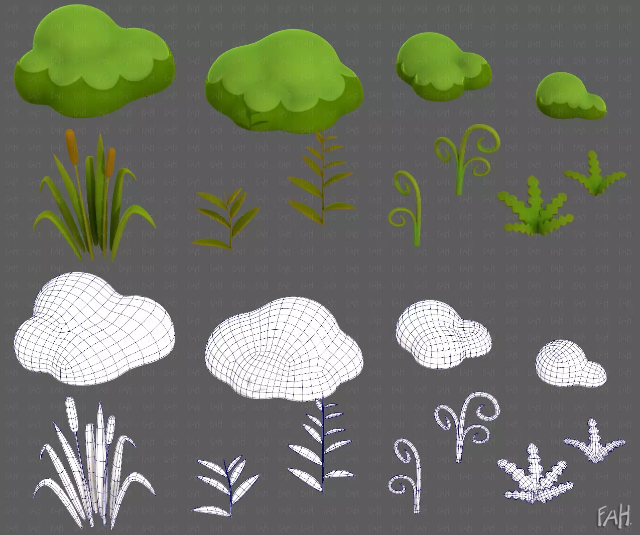 Trees Cartoon V51 Low-poly 3D model_0