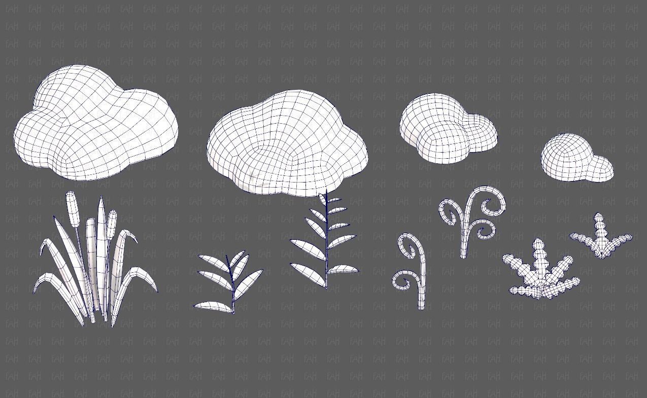 Trees Cartoon V51 Low-poly 3D model_25