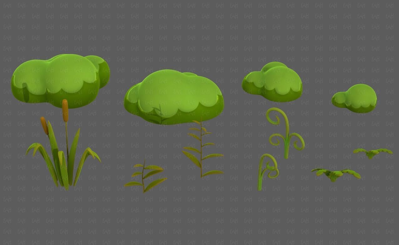 Trees Cartoon V51 Low-poly 3D model_5