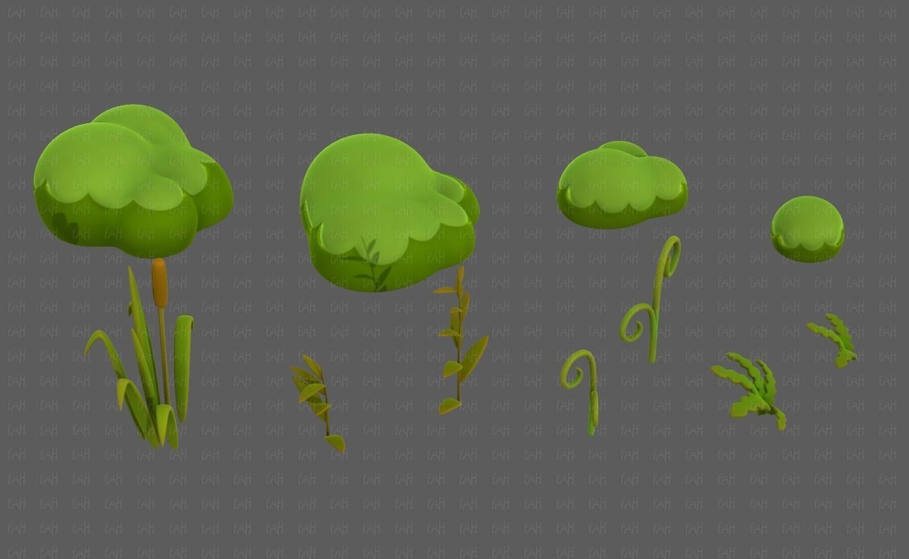 Trees Cartoon V51 Low-poly 3D model_3