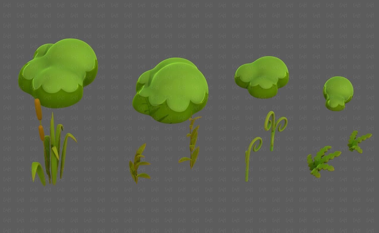 Trees Cartoon V51 Low-poly 3D model_7