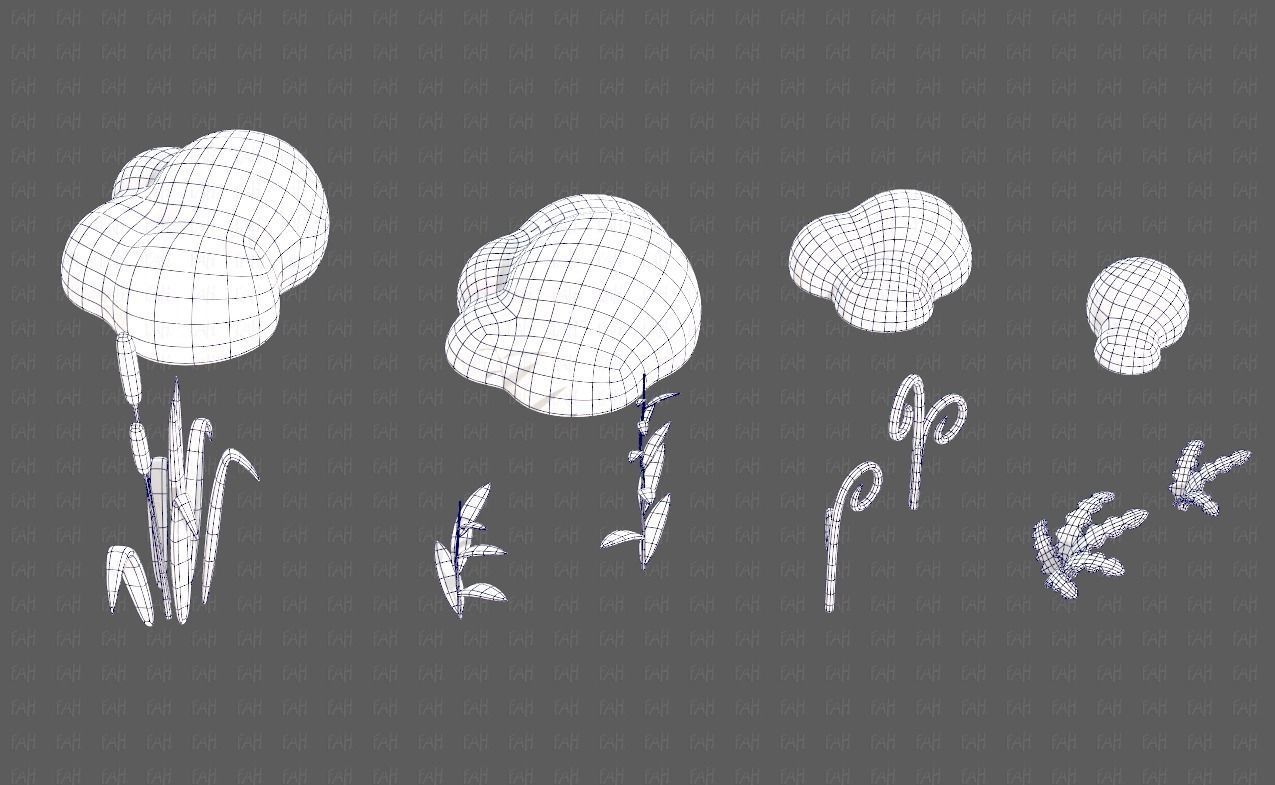 Trees Cartoon V51 Low-poly 3D model_15