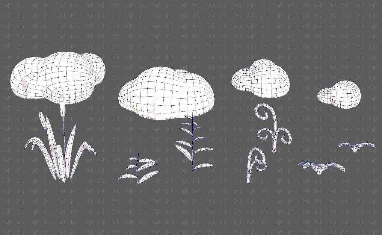 Trees Cartoon V51 Low-poly 3D model_13