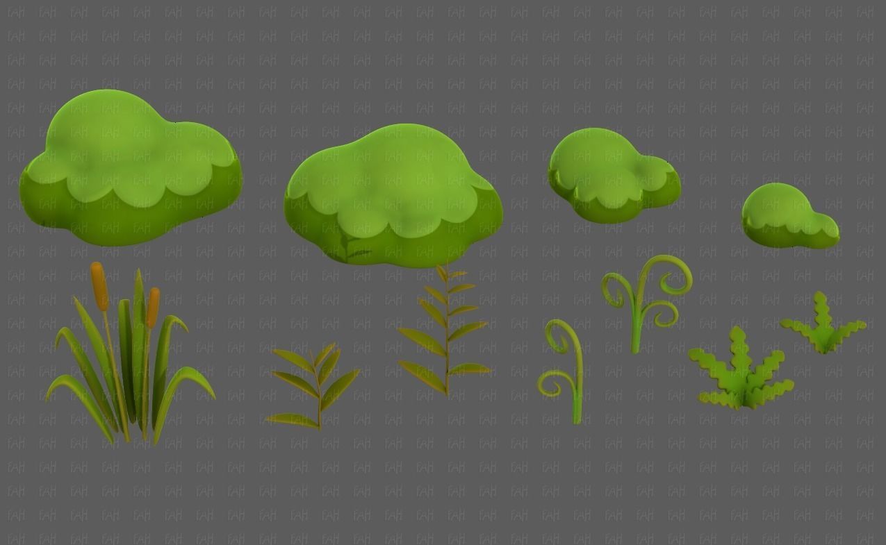 Trees Cartoon V51 Low-poly 3D model_1