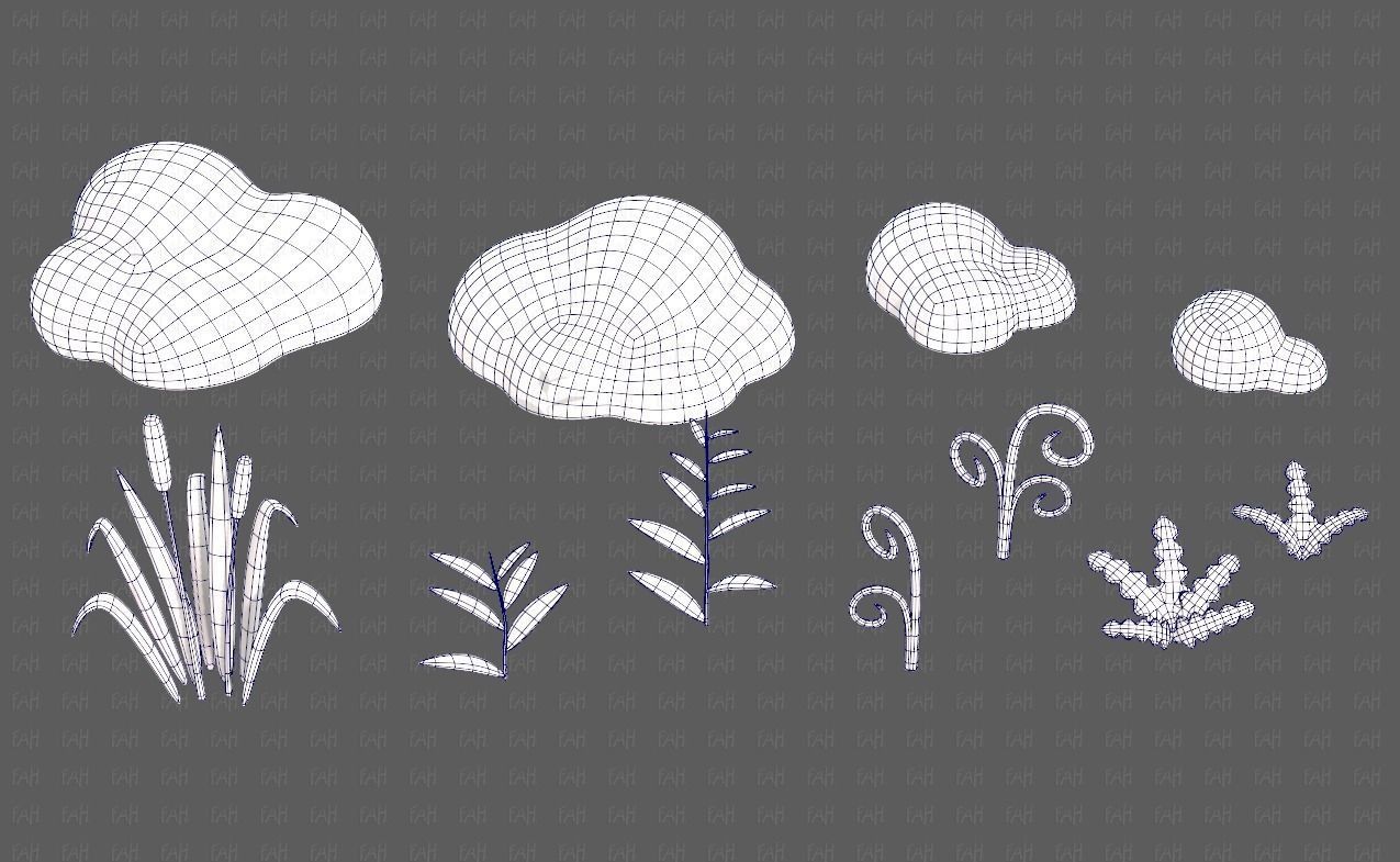 Trees Cartoon V51 Low-poly 3D model_9