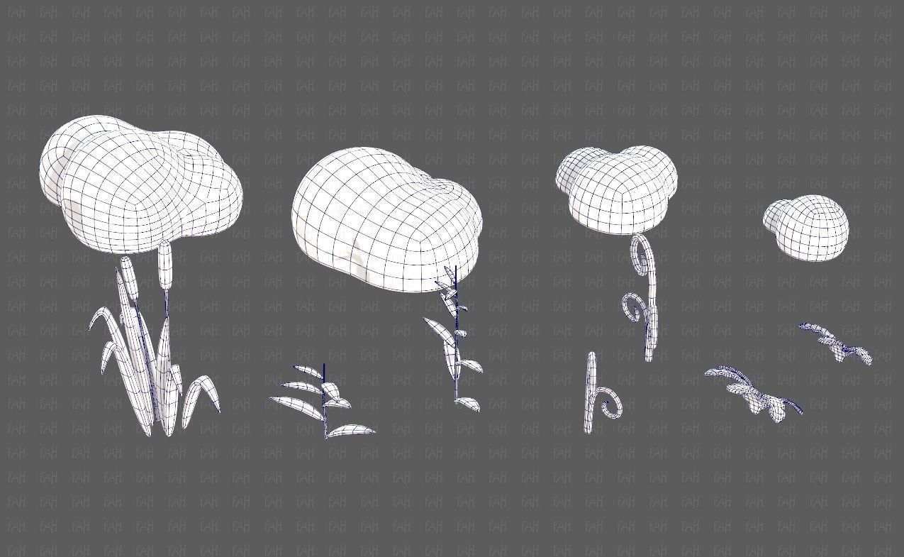 Trees Cartoon V51 Low-poly 3D model_12