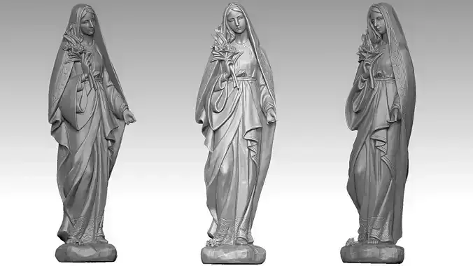 Virgin Mary holding flowers 3D print model