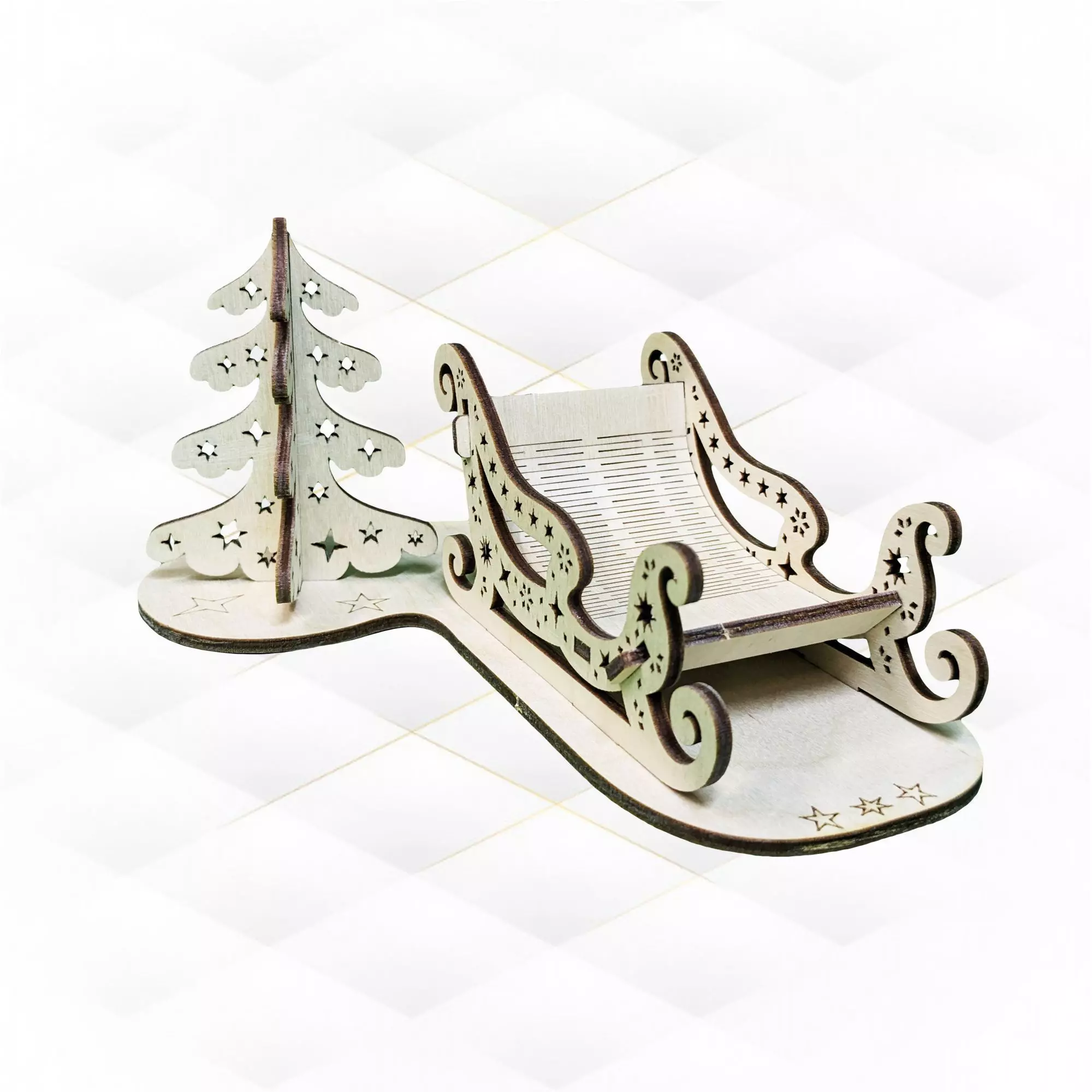 Christmas Greeting Card 3D puzzles laser cutting design 3D print model_0