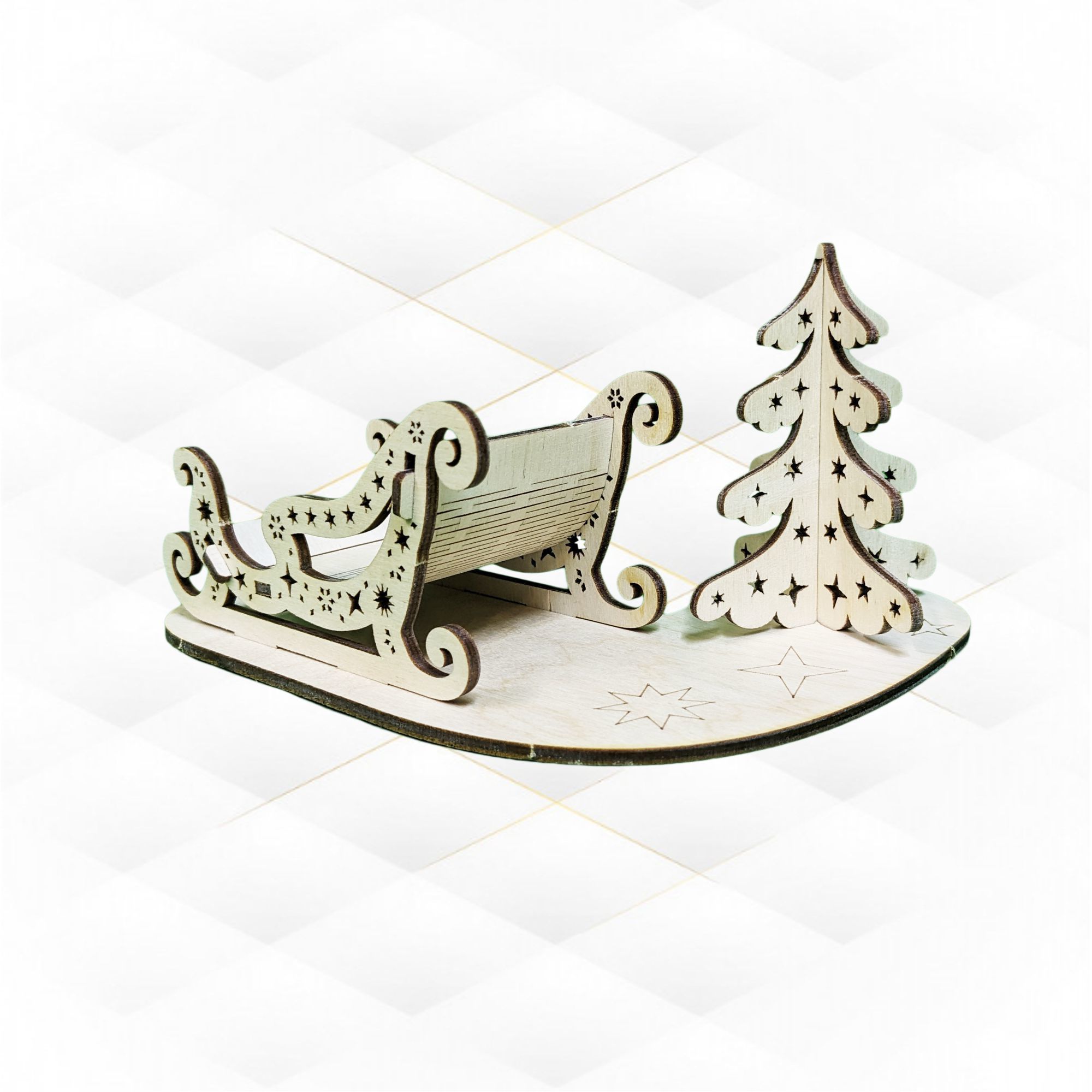 Christmas Greeting Card 3D puzzles laser cutting design 3D print model_4