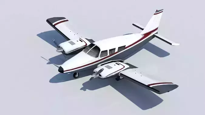 Piper PA-34 Seneca Low Poly Static  Low-poly 3D model