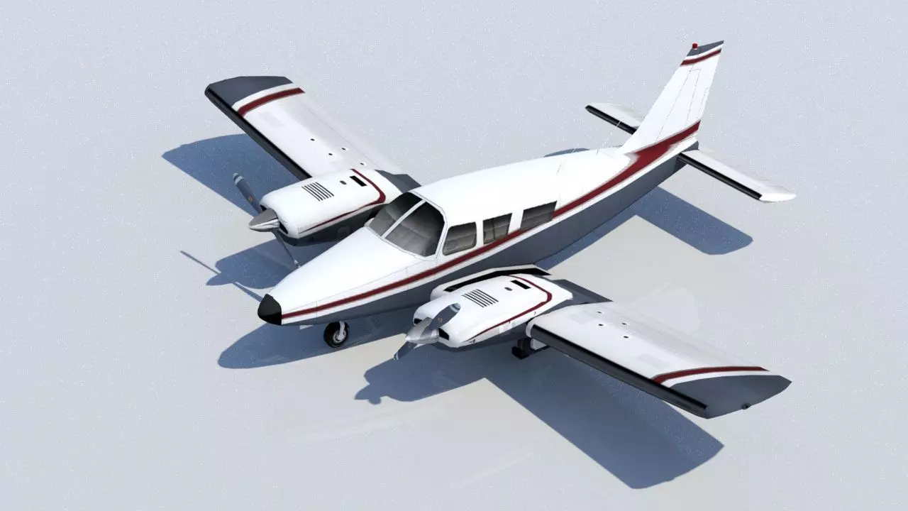 Piper PA-34 Seneca Low Poly Static  Low-poly 3D model_0