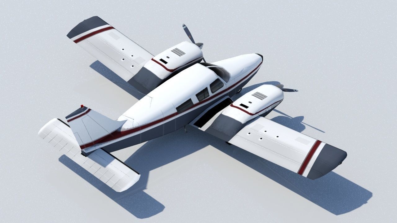 Piper PA-34 Seneca Low Poly Static  Low-poly 3D model_2
