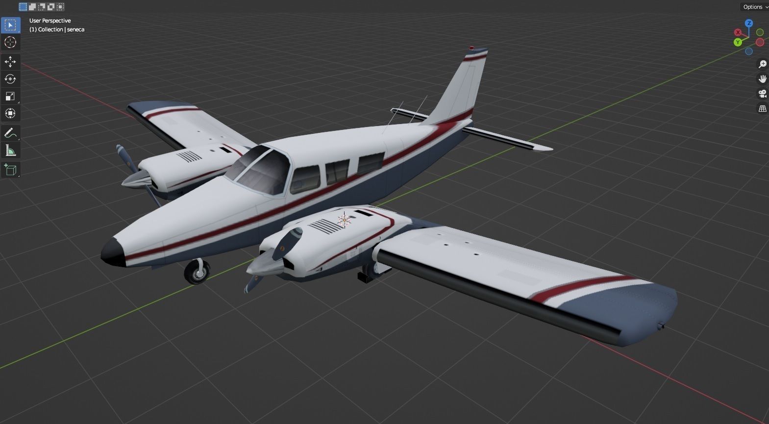 Piper PA-34 Seneca Low Poly Static  Low-poly 3D model_5
