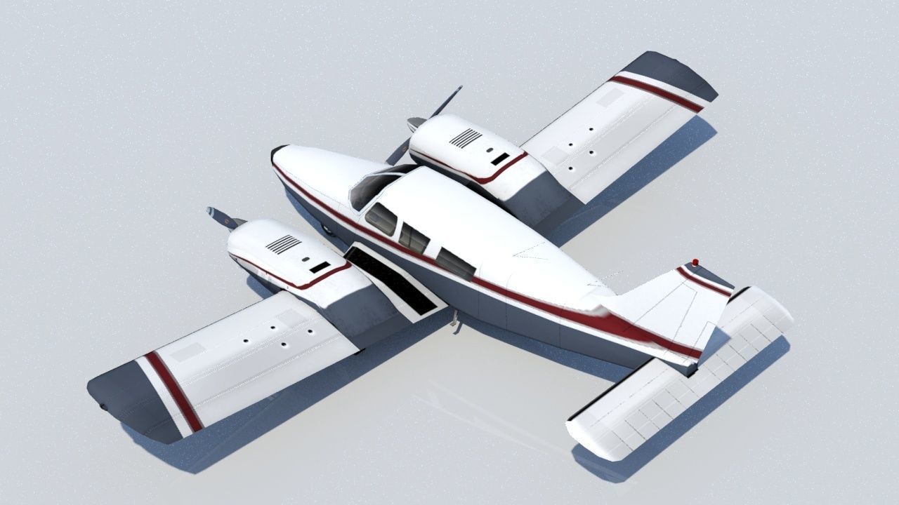 Piper PA-34 Seneca Low Poly Static  Low-poly 3D model_1