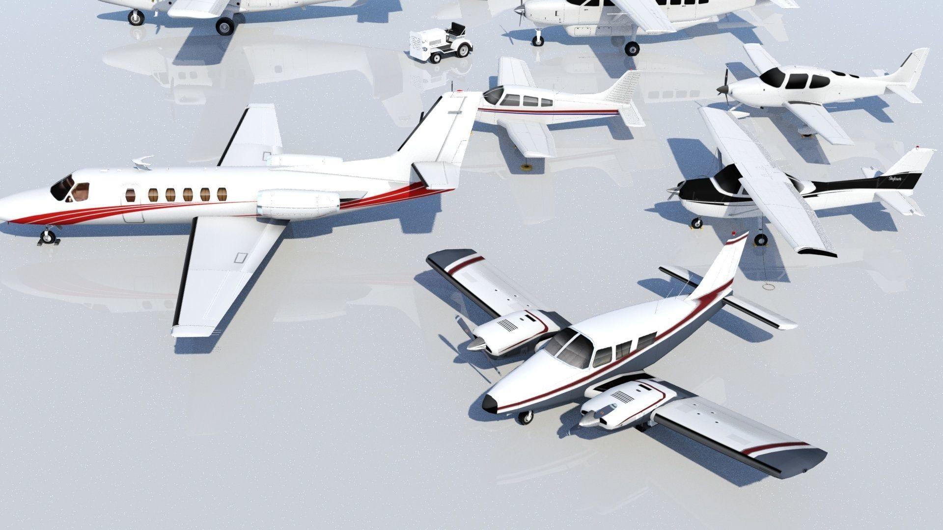 Piper PA-34 Seneca Low Poly Static  Low-poly 3D model_6