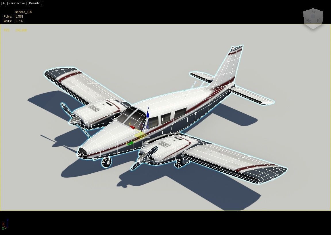 Piper PA-34 Seneca Low Poly Static  Low-poly 3D model_4