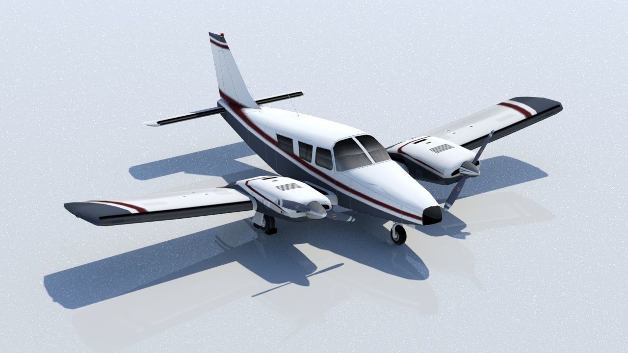Piper PA-34 Seneca Low Poly Static  Low-poly 3D model_3