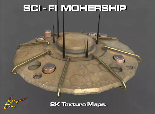 SCI FI MOTHERSHIP Low-poly 3D model_0