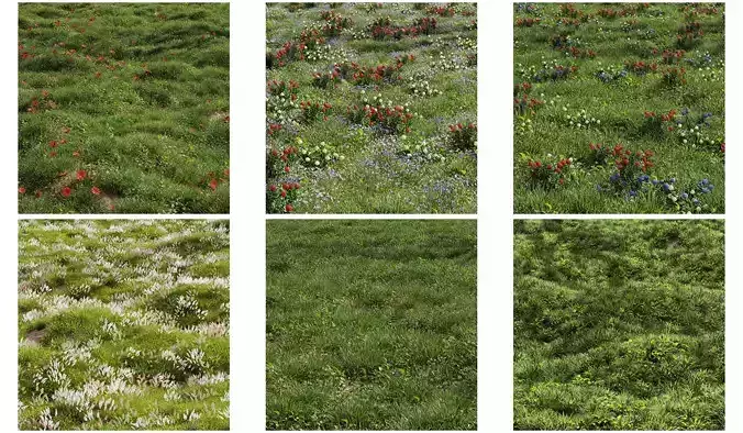 6 Different SETS of Grass SET VOL92 3D Model Collection