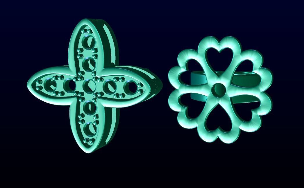 Four Leaf Clover Diamond Earrings 3 3D print model_6