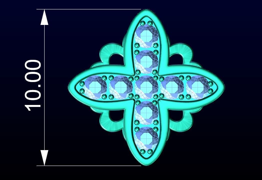 Four Leaf Clover Diamond Earrings 3 3D print model_2