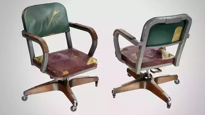 Vintage Worn Old Industrial Desk Chair 