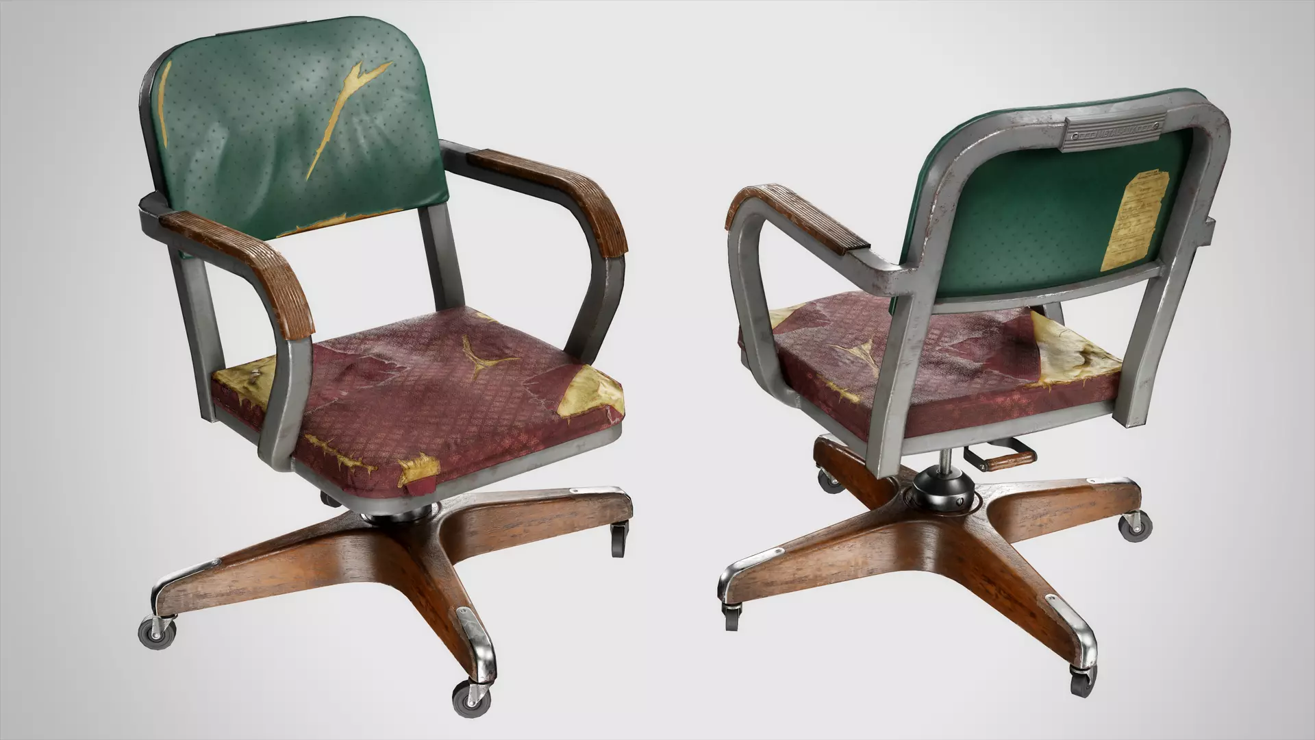 Vintage Worn Old Industrial Desk Chair Low-poly 3D model