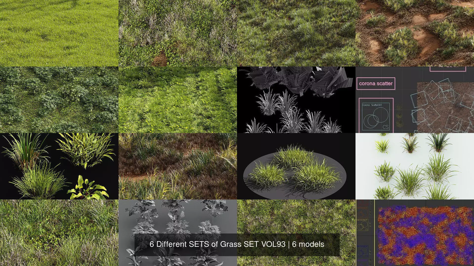  6 Different SETS of Grass SET VOL93 3D Model Collection_1