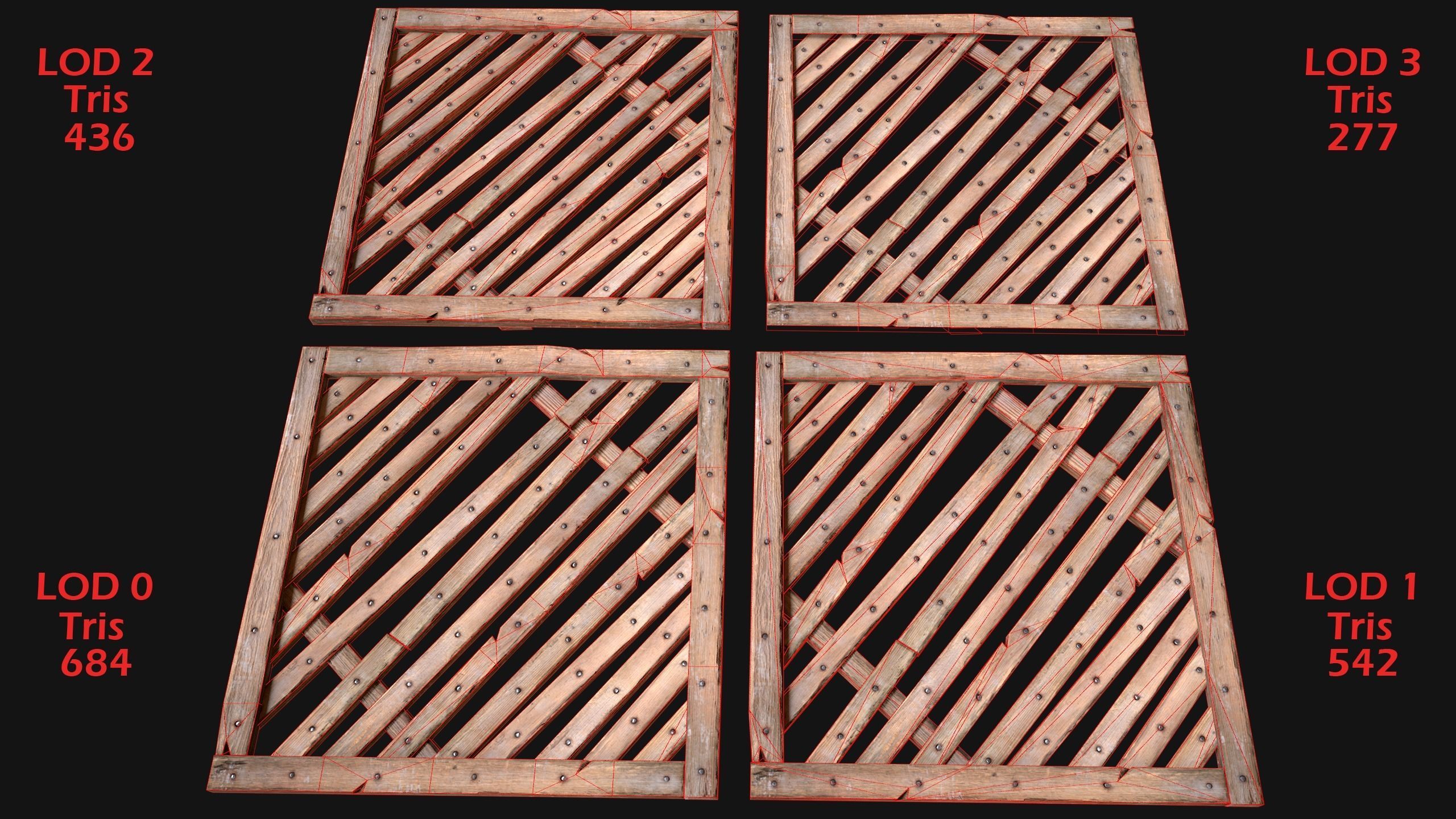 Medieval Wooden Floor  Ceiling Low-poly 3D model_2