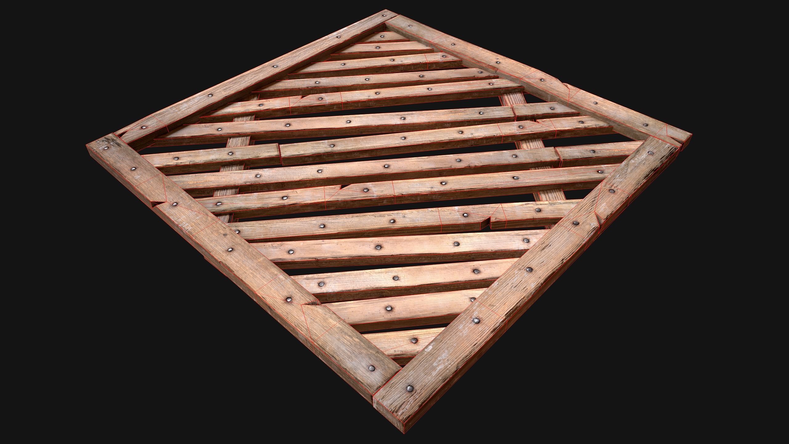 Medieval Wooden Floor  Ceiling Low-poly 3D model_19
