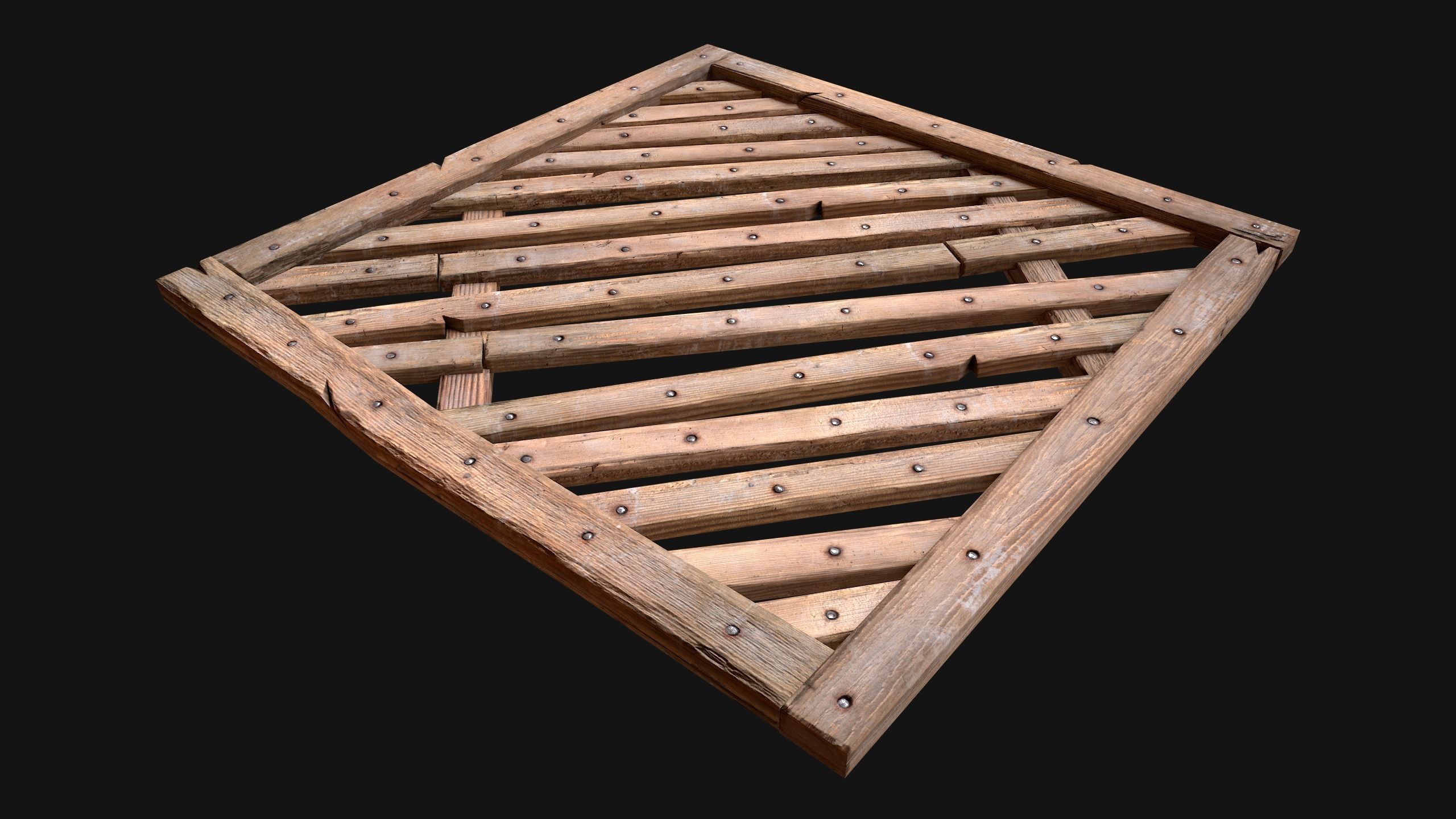 Medieval Wooden Floor  Ceiling Low-poly 3D model_3