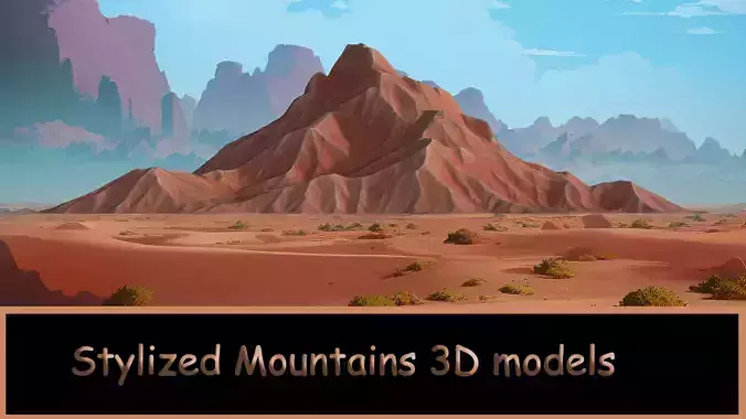 Stylized Mountains Low-poly 3D model