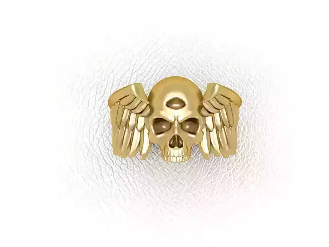 Skull wings ring