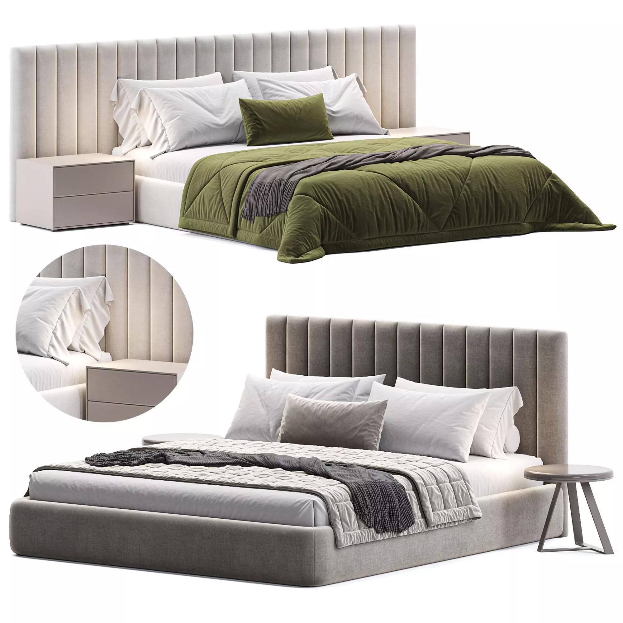 Island Bed By Oneandhome Low-poly 3D model_0