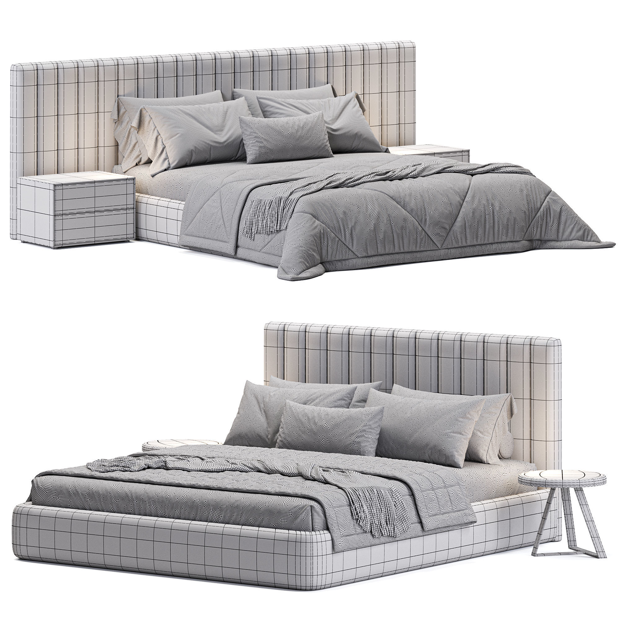 Island Bed By Oneandhome Low-poly 3D model_5