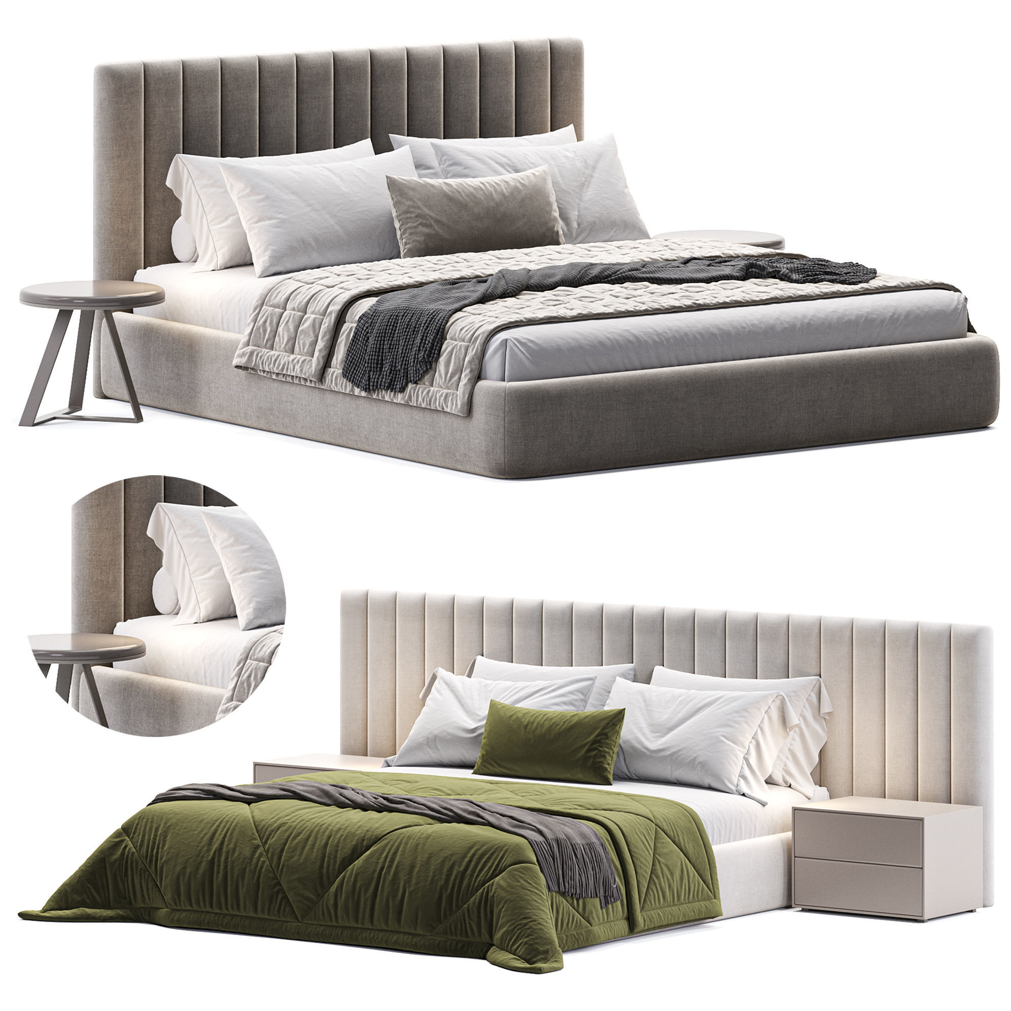 Island Bed By Oneandhome Low-poly 3D model_2