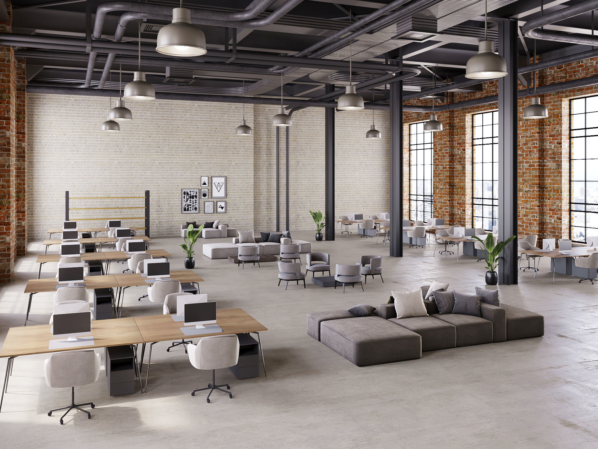 interior scene loft office 05 3D model_1