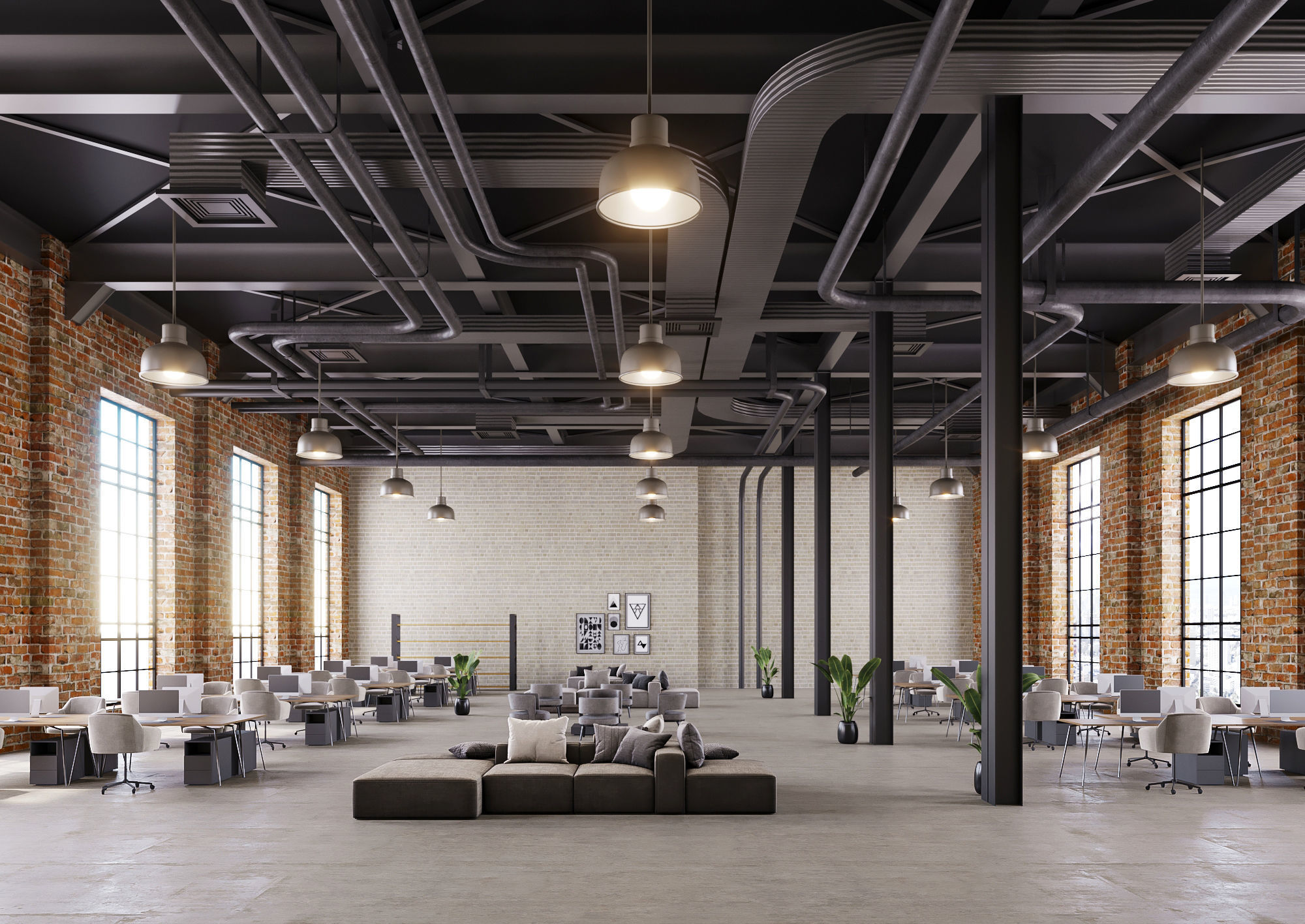 interior scene loft office 05 3D model_2