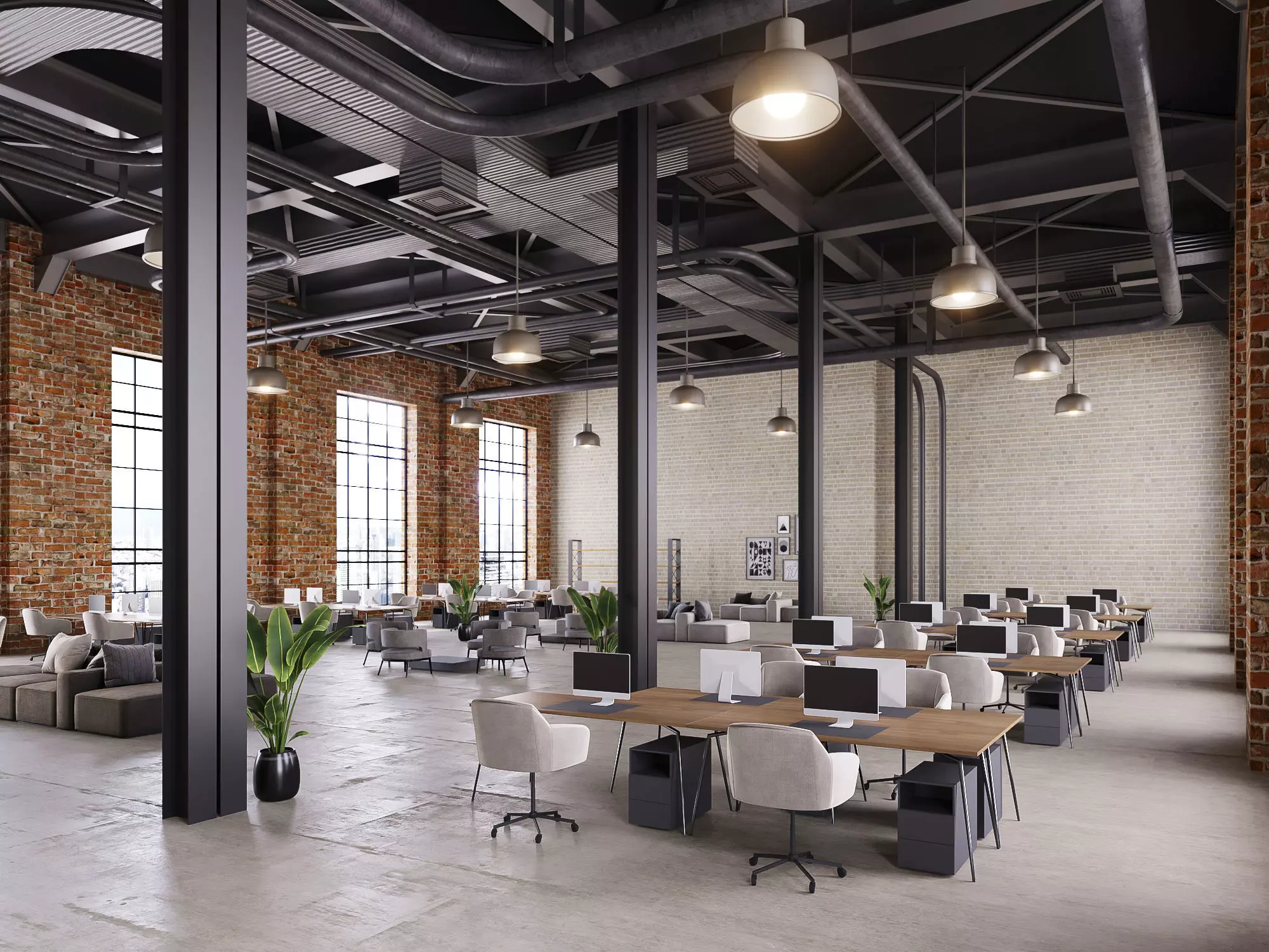 interior scene loft office 05 3D model_0