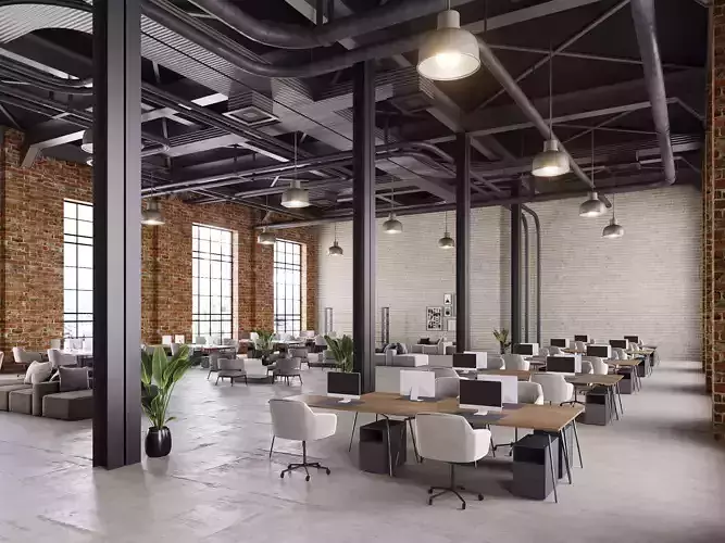 interior scene loft office 05 3D model