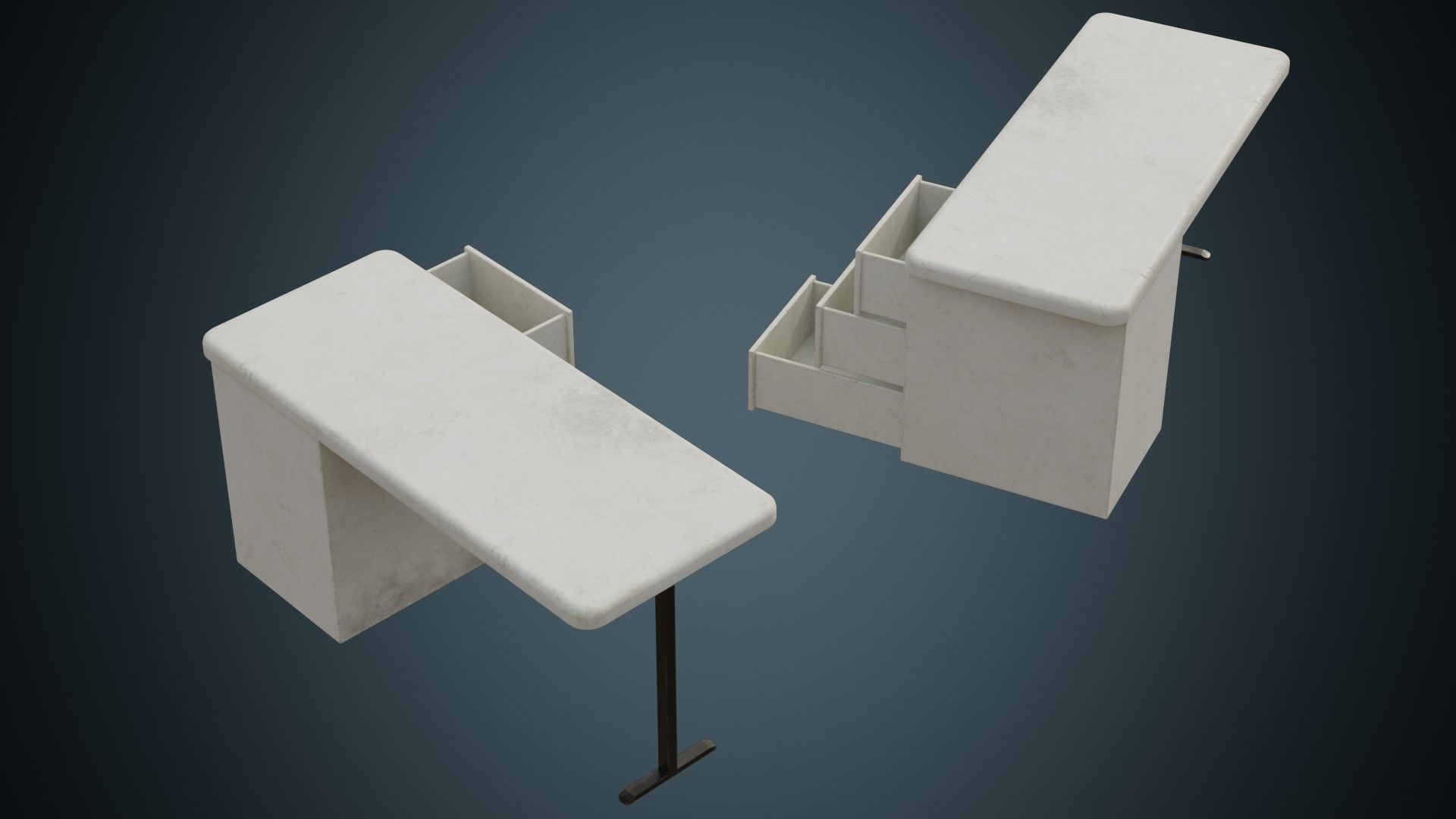 Desk 2B Low-poly 3D model_1
