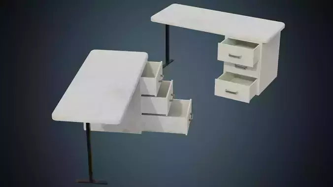 Desk 2B Low-poly 3D model