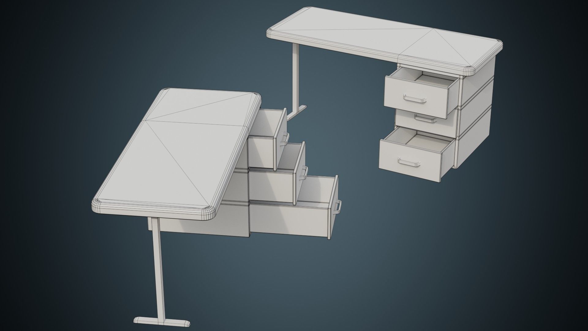 Desk 2B Low-poly 3D model_8
