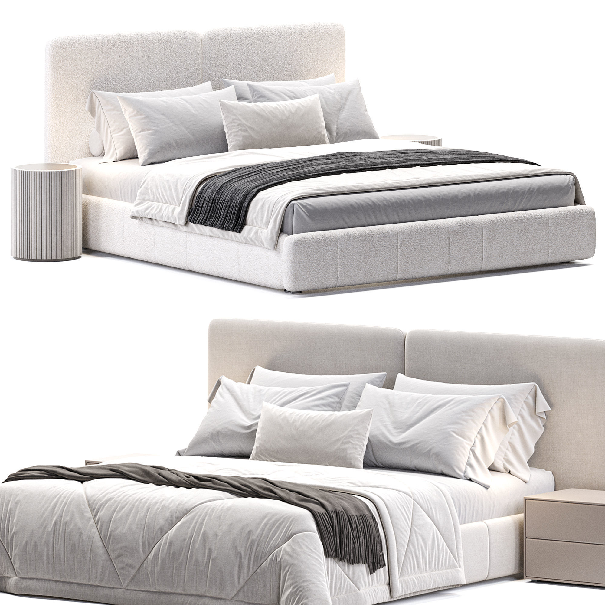 Eldridge King Bed Frame with Drawers Low-poly 3D model_4