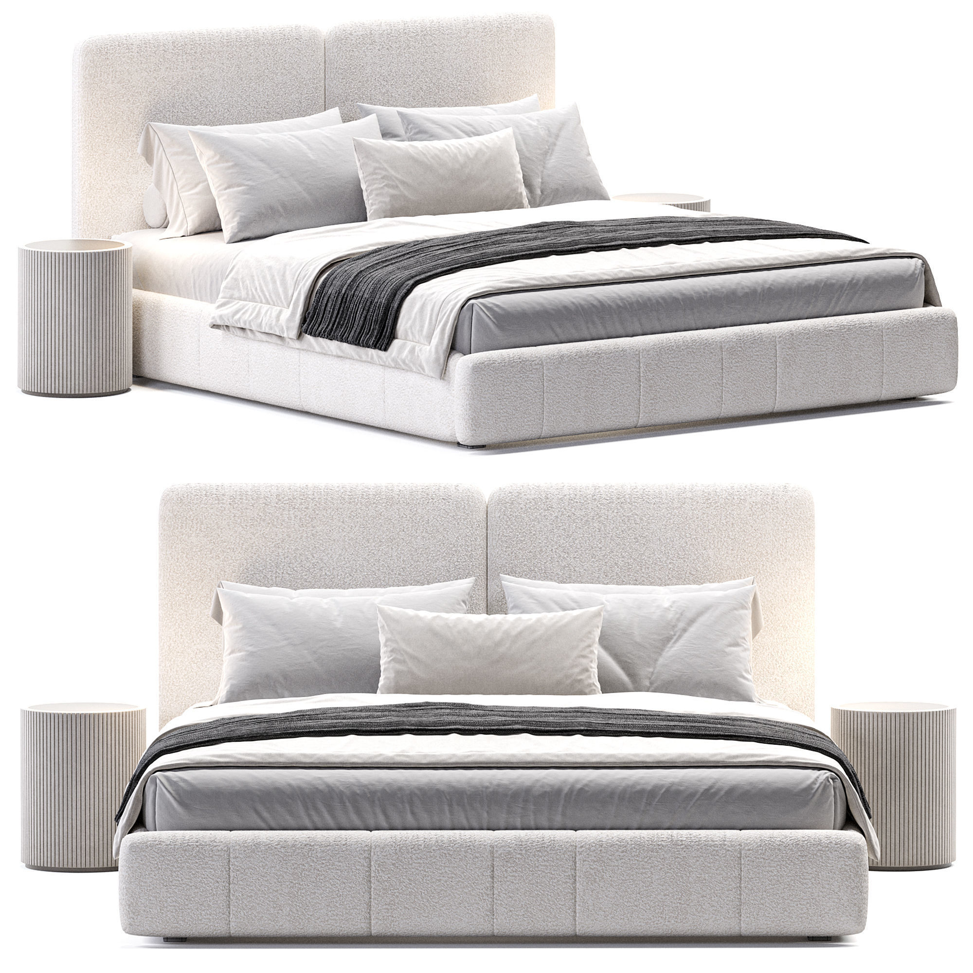 Eldridge King Bed Frame with Drawers Low-poly 3D model_6