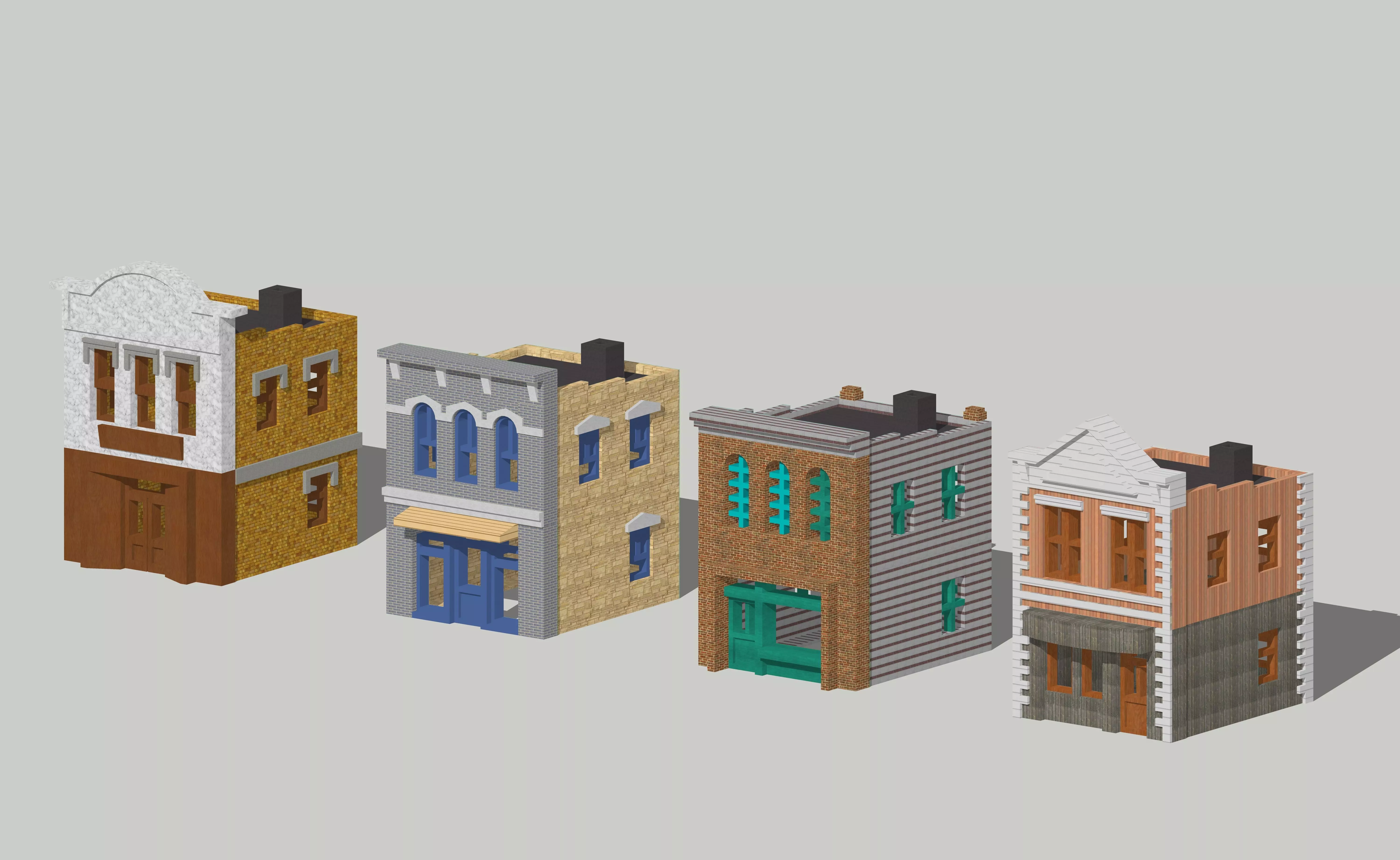 Classic Shop Store Building Set by Outland Models Low-poly 3D model_0