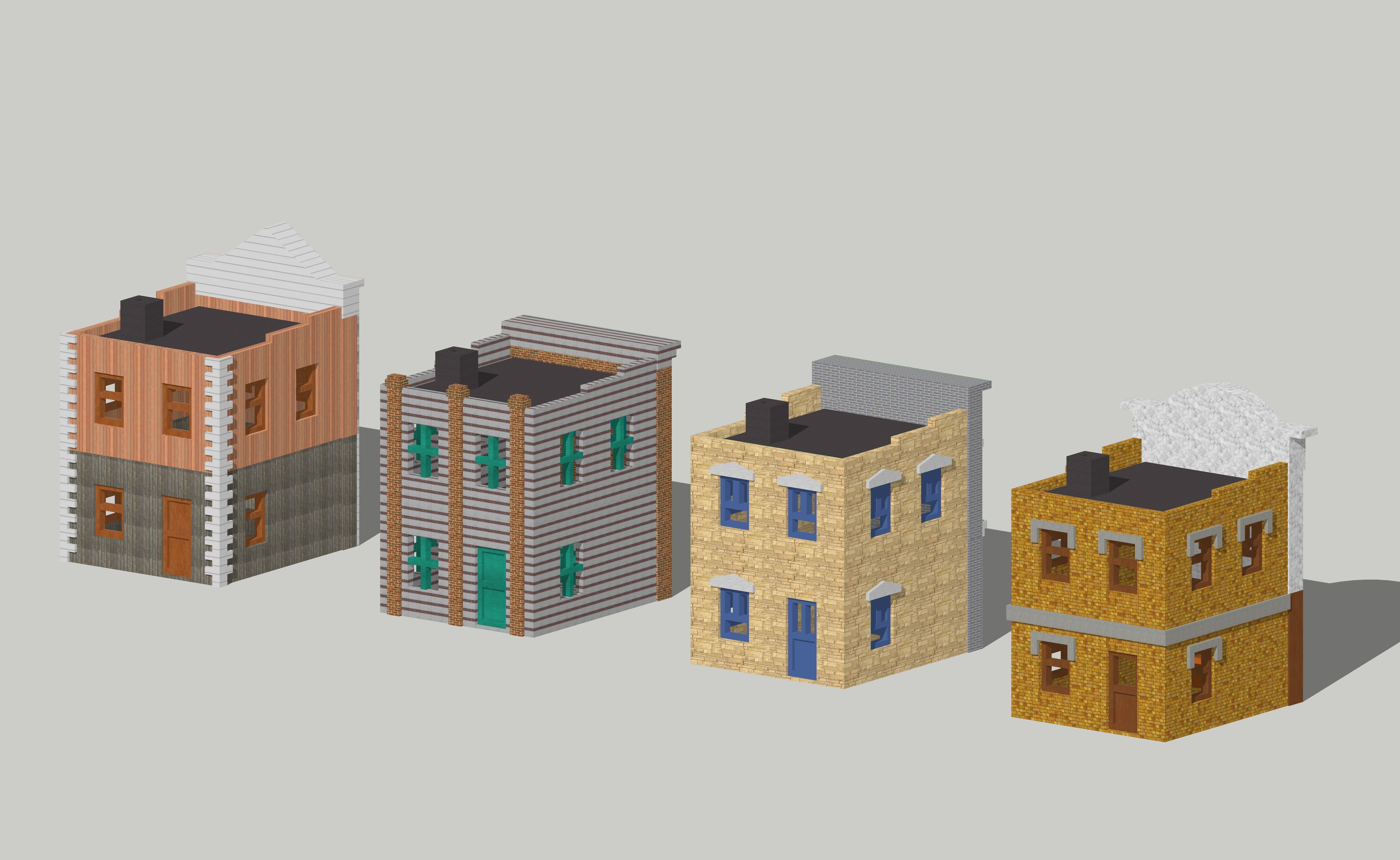 Classic Shop Store Building Set by Outland Models Low-poly 3D model_2